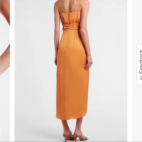 Satin Silk Belted Tie Waist Hi-Lo Maxi Dress NWT - Picture 4 of 14